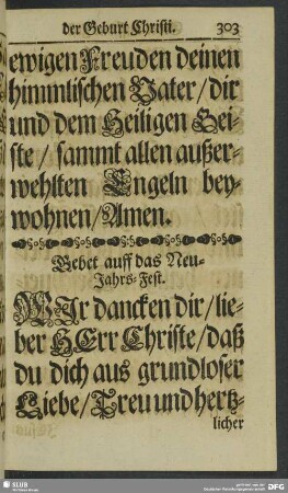 Gebet auff dass Neu-Jahrs-Fest