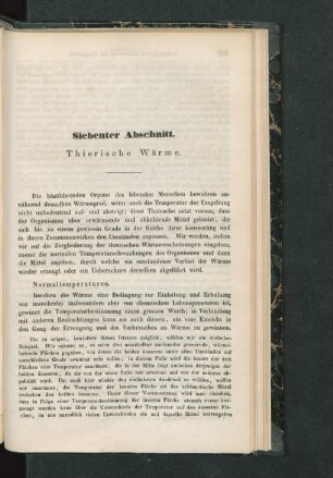 Siebenter Abschnitt. Thierische Wärme
