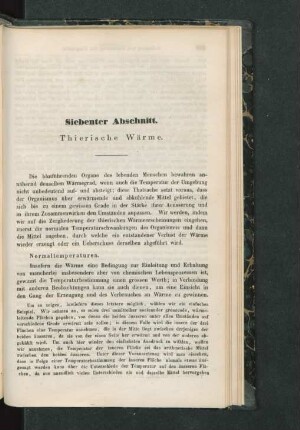 Siebenter Abschnitt. Thierische Wärme