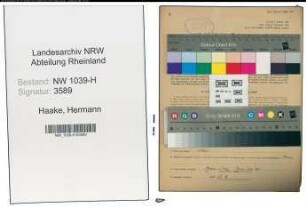Entnazifizierung Hermann Haake , geb. 15.05.1909 (Schneider)