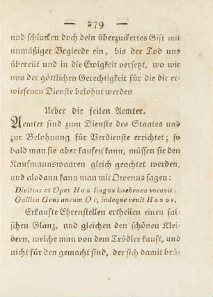 Ueber die feilen Aemter.