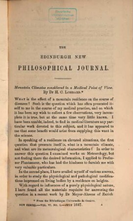 The Edinburgh new philosophical journal. 6. 1857