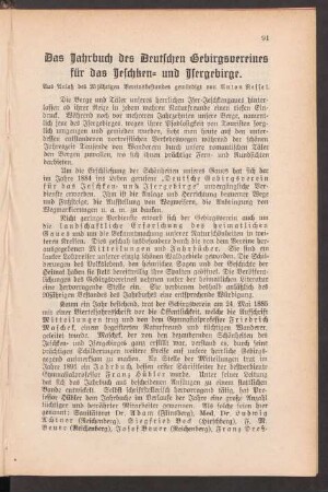 Das Jahrbuch des Deutschen Gebirgsvereins für das Jeschken- und Isergebirge