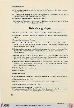 Beleuchtungskörper (Nr. 351-365a)