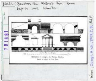 Arles: Römisches Forum, Aufriss und Schnitte