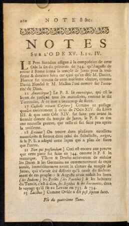 280, Notes sur l'ODE XV. Liv. IV.