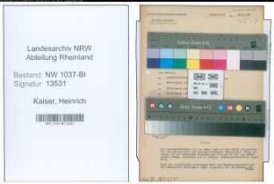 Entnazifizierung Heinrich Kaiser , geb. 07.09.1894 (Verw.Angestellter)
