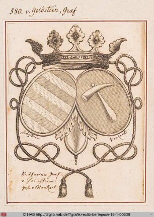 Wappen der Gräfin Katharina von Goldstein, geb. Blankart