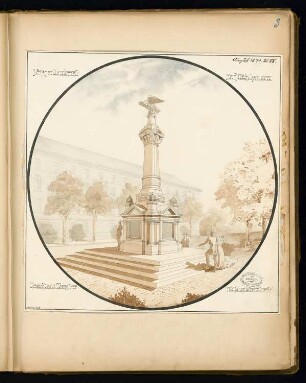 Gefallenendenkmal, Mühlhausen Monatskonkurrenz August 1878: Perspektivische Ansicht