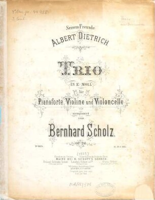 Trio : in e-Moll ; für Pianoforte, Violine u. Violoncelle ; op. 26