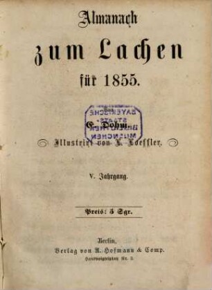 Almanach zum Lachen : für ... 1855 = Jg. 5