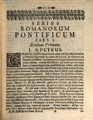 Series Romanorum Pontificum : Cum Reflexionibus Historicis