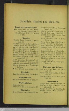 Berufsklassen und Gewerbebetriebe : Industrie, Handel und Gewerbe