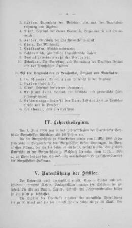 IV. Lehrerkollegium