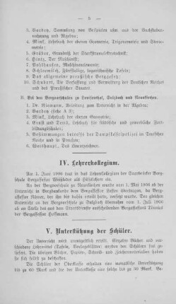 IV. Lehrerkollegium