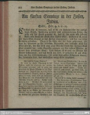 Am fünften Sonntage in der Fasten, Judica. Epistel, Hebr. 9. v. 11-15