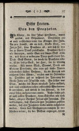Eilfte Lection. Von den Propheten. - Zwanzigste Lection. Von dem Leiden Jesu Christi.