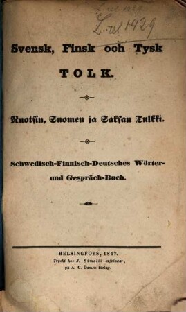 Schwedisch-Finnisch-Deutsches Wörter- und Gespräch Buch
