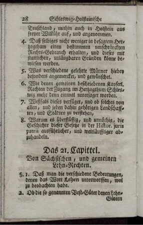 Das 21. Capittel. Von sächsischen, und gemeinen Lehn-Rechten.