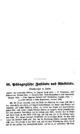 Pädagogische Zustände und Rückblicke