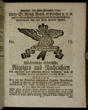 No. 52. Montags, den 28ten December. 1750.
