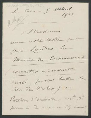 Brief an Augener Ltd.  : 05.04.1902