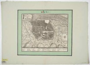 Plan von Trier, Radierung, um 1700? : Plan de la Ville de Treves. - [S.l.] , [um 1700]. - 1 Plan : Radierung ; 41 x 34 cm NW oben. - Maßstab in graph. Form (Toises). - Titelkartusche oben links. - Mit Gebäudeverzeichn. - Ohne Kt.-Netz. - Windrose unten rechts. - Oben links: Tmo. I