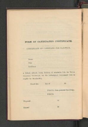 Form of Candidate´s Certificate.