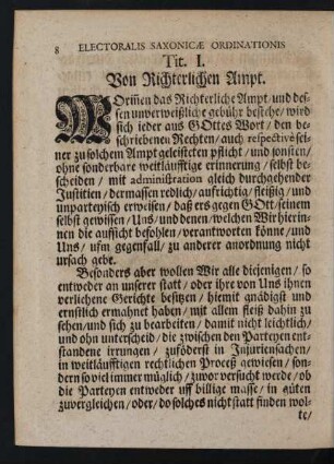 Tit. I. Von Richterlichen Ampt.