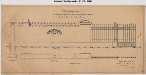 Beuel, Bahnhof, Einfriedungsmauer und Gitter