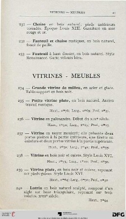 Vitrines – Meubles (Nr. 234-257)