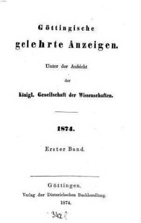 Göttingische gelehrte Anzeigen : unter Aufsicht d. Akademie der Wissenschaften. [136.] 1874, 1