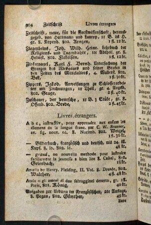 904-907, Livres étrangers.