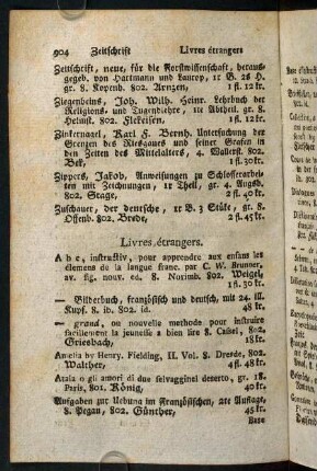 904-907, Livres étrangers.