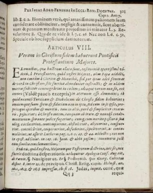 Articulus VIII. Veram in Christum fidem habuerunt Pontificii Protestantium Majores