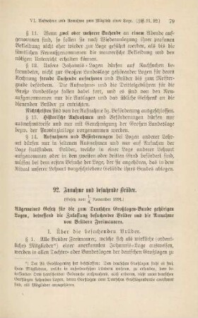 92. Annahme und besuchende Brüder
