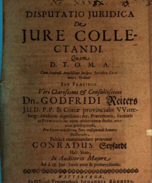 Disp. iur. de iure collectandi