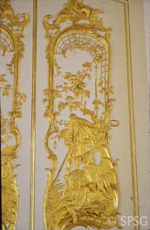 Berlin, Schloss Charlottenburg, Neuer Flügel, Speisesaal (Weißer Saal), R. 362, Tür.