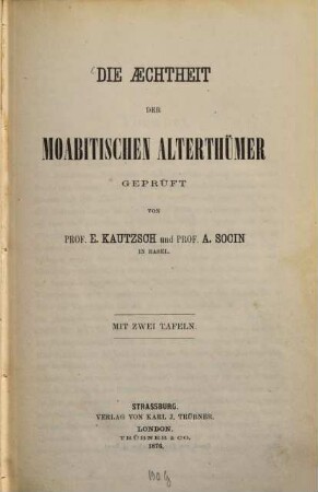 Die Aechtheit der moabitischen Alterthümer