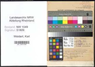 Entnazifizierung Karl Weidert , geb. 26.07.1897 (Kaufmaennischer Angestellter)
