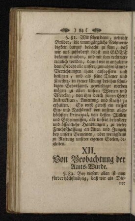 XII. Von Beobachtung der Amts-Würde.
