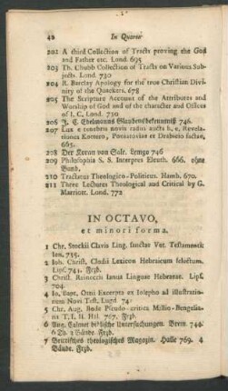 In Octavo et minori forma.