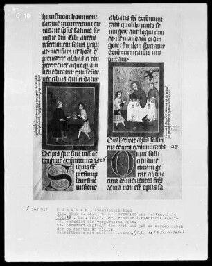 Regel des heiligen Benedikt — Zwei Miniaturen aus der Legende des heiligen Benedikt, Folio 23recto