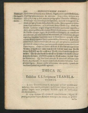 Theca IV. Exhibet S.S. Scripturae Translationes.