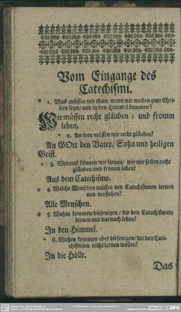 Vom Eingange des Catechismi