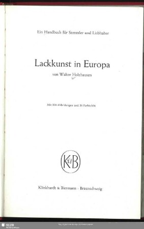 Lackkunst in Europa : ein Handbuch für Sammler und Liebhaber