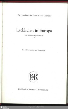 Lackkunst in Europa : ein Handbuch für Sammler und Liebhaber