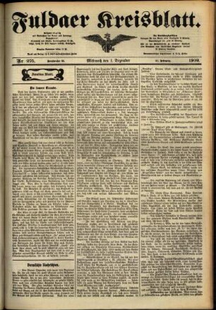 Zweite Ausgabe vom Mittwoch, den 01. Dezember 1909.