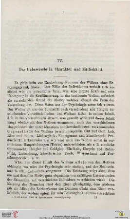IV. Das Unbewusste in Charakter und Sittlichkeit