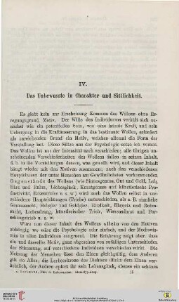 IV. Das Unbewusste in Charakter und Sittlichkeit